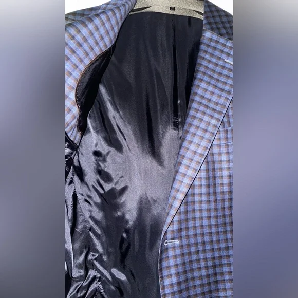 Lubiam Italy Reda 1865 Super 130s Wool Blazer Blue Check Sport Coat NWOT - Picture 7 of 12